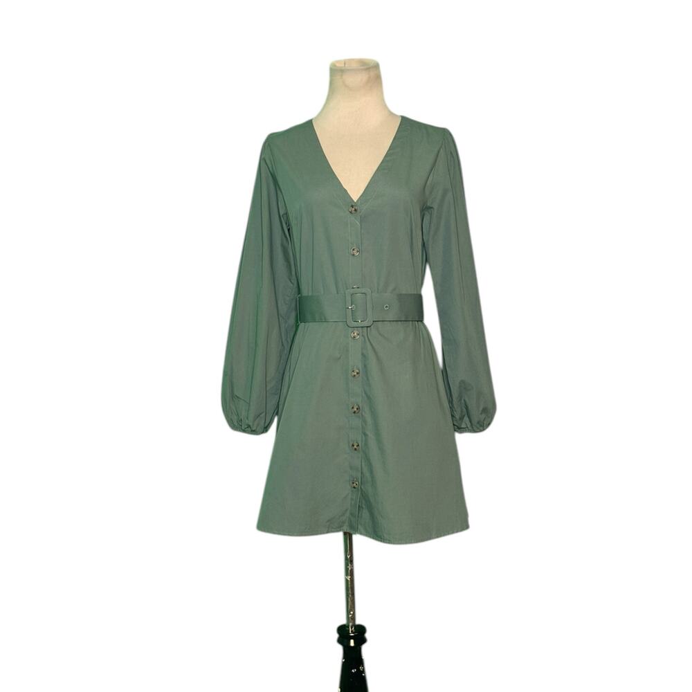 H&M Divided green long sleeves shirt mini dress size Small